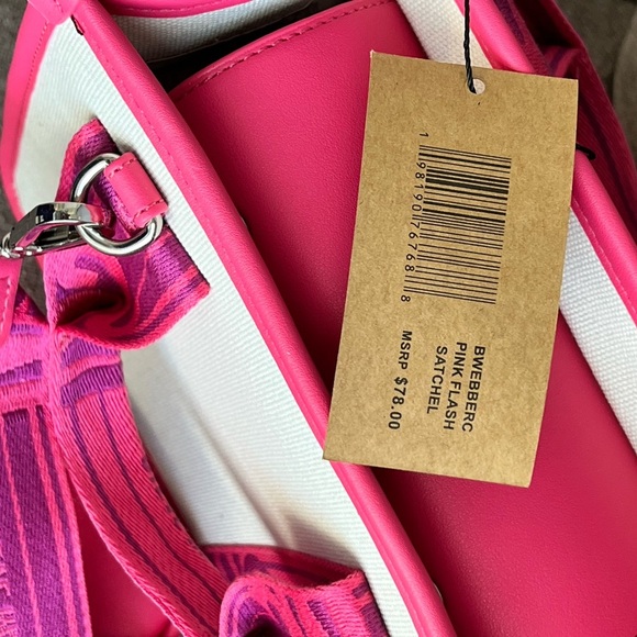 NWT Steve Madden bwebber satchel pink flash canvas crossbody tote bag - Picture 5 of 12